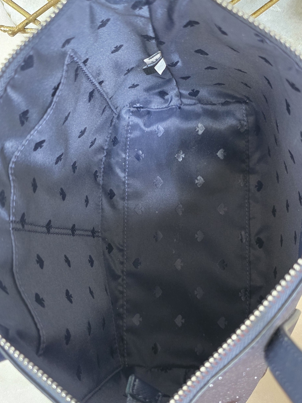 Kate Spade New York Joeley Small Satchel Dusk Navy Blue Glitter Crossbody - Picture 5 of 9